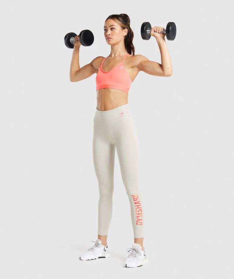 Legginsy Gymshark Treningowe Grafiką Damskie Kremowe | PL 241BNV